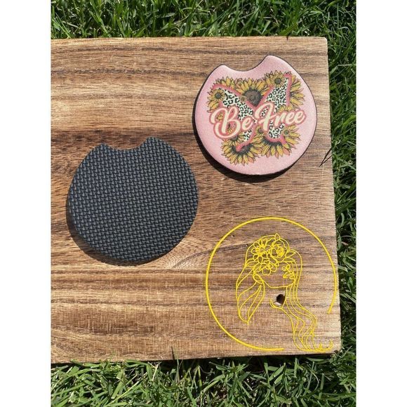 Be Free Sunflower Coasters 2 Pack | Car Coasters | Car Accessories | Positivity - Picture 4 of 8